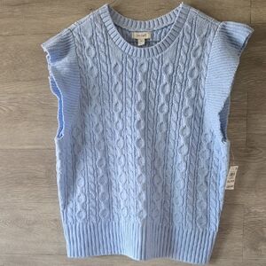 ON.34TH Sky Blue Cable Knit Sleeveless Top